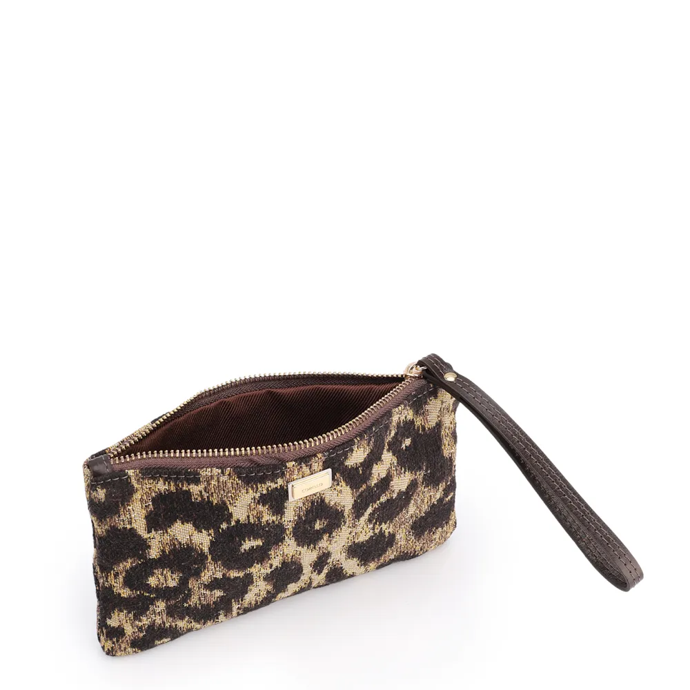 Bolsa Pequena Jacquard Onça/Couro Marrom Escuro - imagem 4