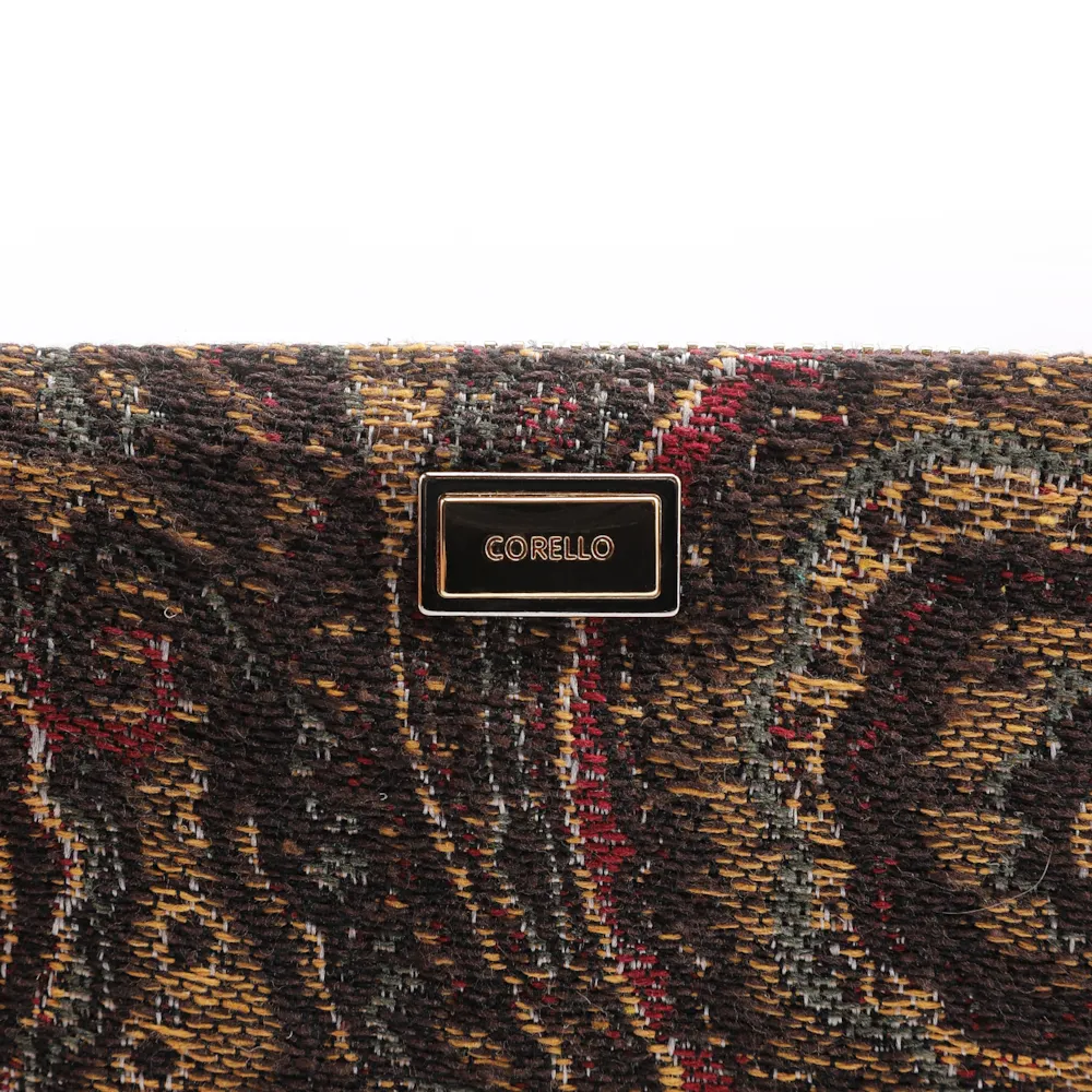 Bolsa Pequena Jacquard Paisley /Couro Marrom Escuro - imagem 5