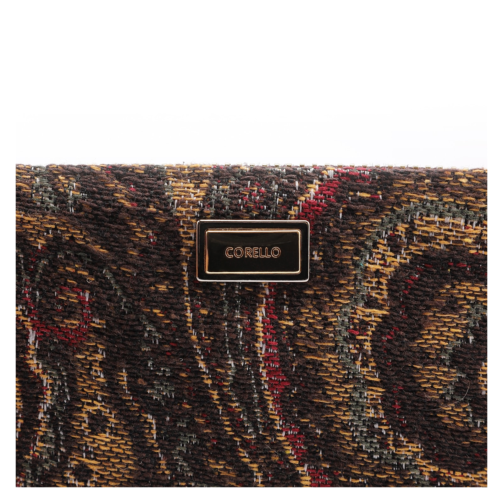Bolsa Pequena Jacquard Paisley /Couro Marrom Escuro