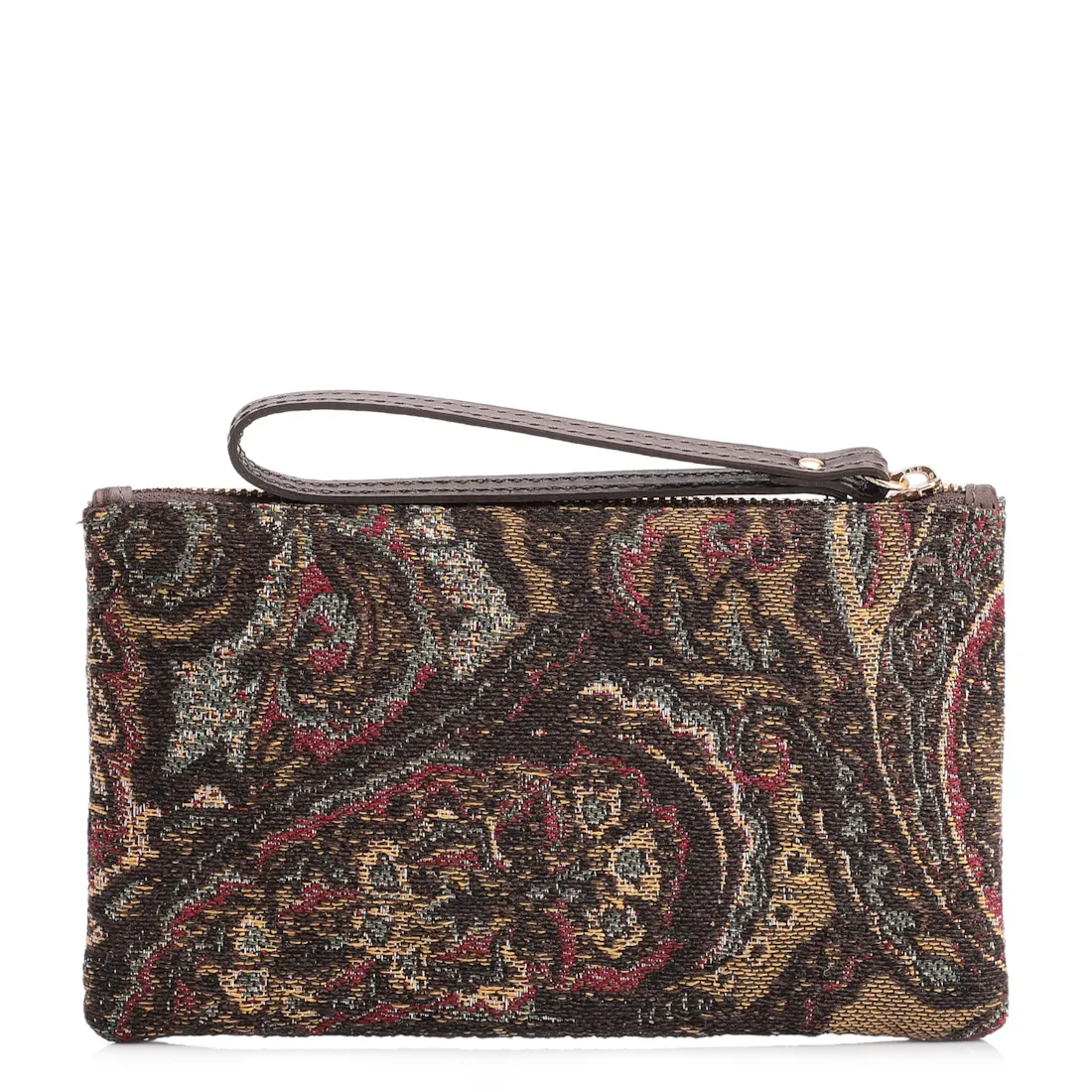 Bolsa Pequena Jacquard Paisley /Couro Marrom Escuro - foto 3