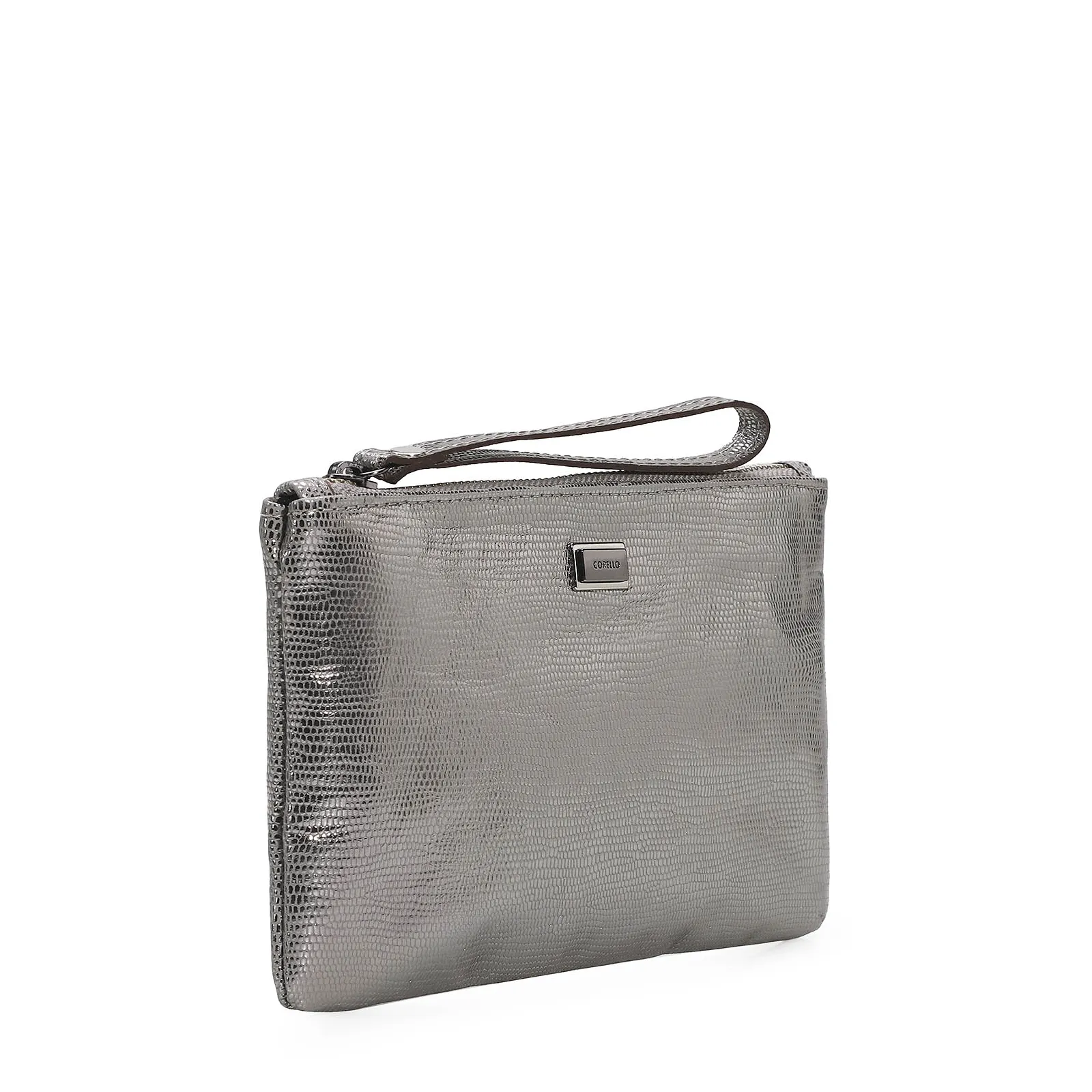 Bolsa Pequena Mini Lezard Prata