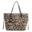 Bolsa Sacola Jacquard Onça/Couro Marrom - imagem 1