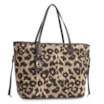  Bolsa Sacola Jacquard Onça/Couro Marrom - imagem 3