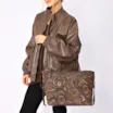 Bolsa Sacola Jacquard Paisley  /Couro Marrom Escuro - imagem 2