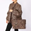 Bolsa Sacola Jacquard Paisley  /Couro Marrom Escuro - imagem 2