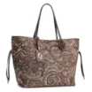Bolsa Sacola Jacquard Paisley  /Couro Marrom Escuro - imagem 3
