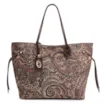 Bolsa Sacola Jacquard Paisley  /Couro Marrom Escuro - imagem 1