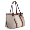 Bolsa Sacola Linho/Couro Marrom/Couro Off White - imagem 3