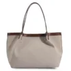 Bolsa Sacola Linho/Couro Marrom/Couro Off White - imagem 4