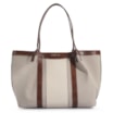 Bolsa Sacola Linho/Couro Marrom/Couro Off White - imagem 1