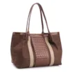 Bolsa Sacola Linho Marrom Esculro/Couro Marrom Claro - imagem 2