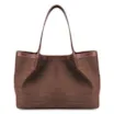 Bolsa Sacola Linho Marrom Esculro/Couro Marrom Claro - imagem 3