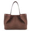 Bolsa Sacola Linho Marrom Esculro/Couro Marrom Claro - imagem 3