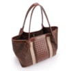 Bolsa Sacola Linho Marrom Esculro/Couro Marrom Claro - imagem 4
