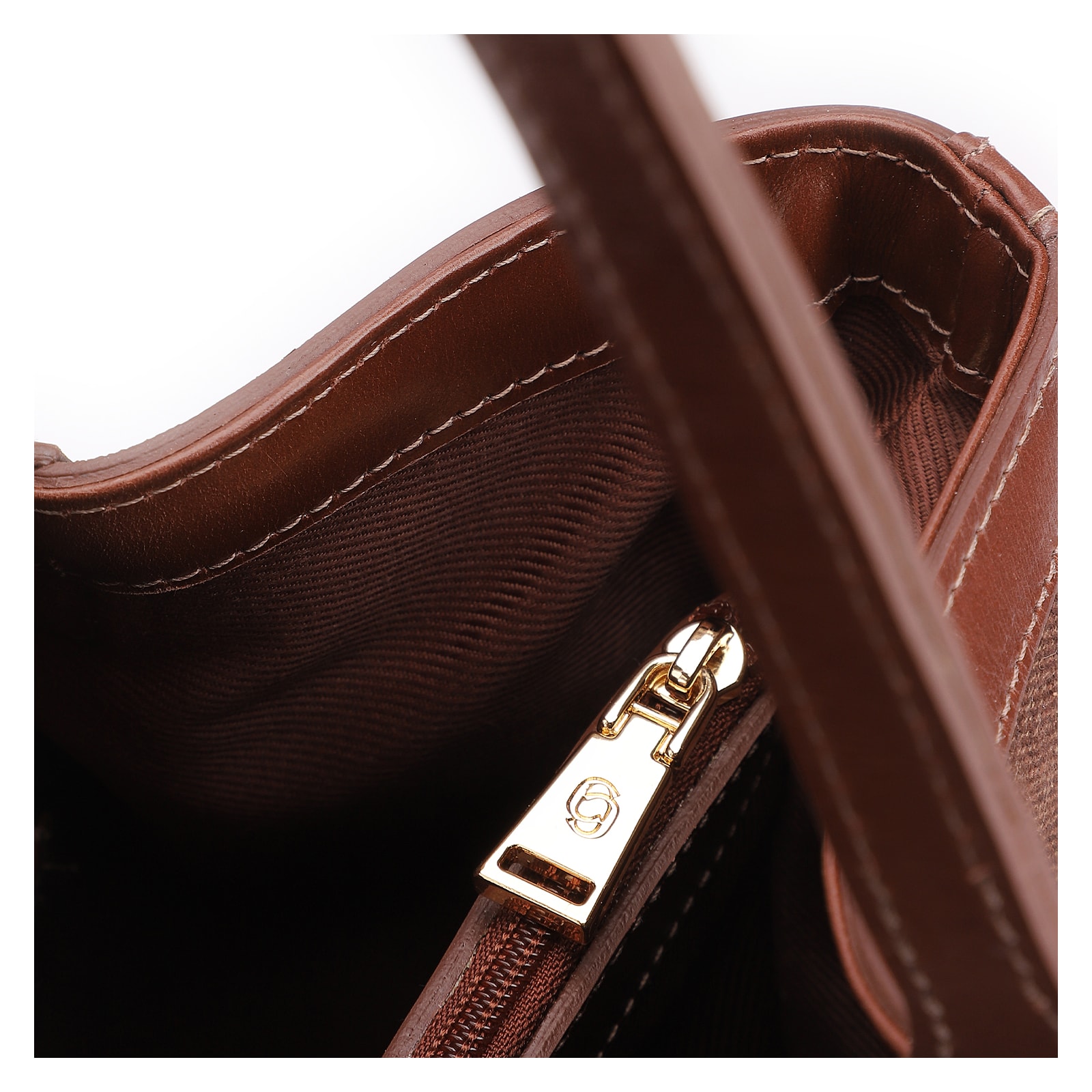 Bolsa Sacola Linho Marrom Esculro/Couro Marrom Claro
