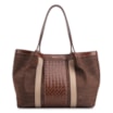 Bolsa Sacola Linho Marrom Esculro/Couro Marrom Claro - imagem 1