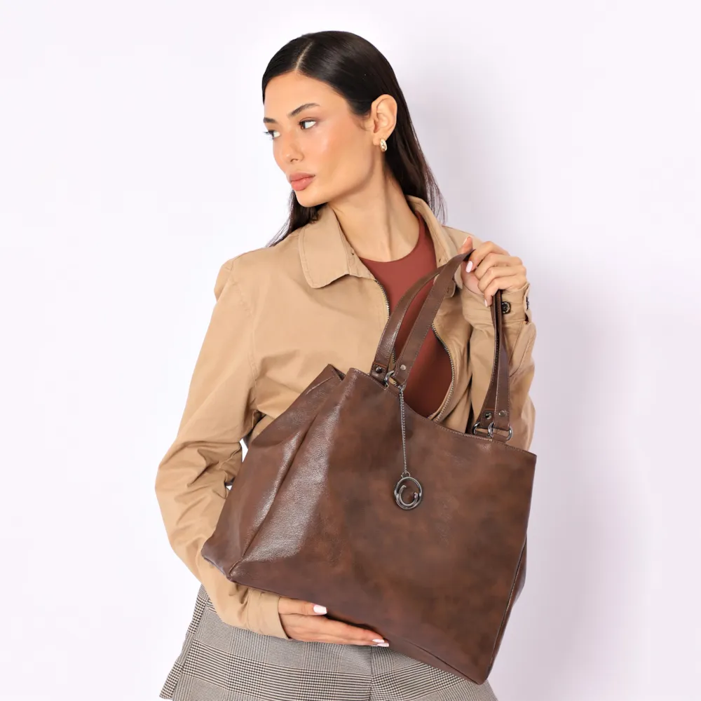 Bolsa Tote Alt Estonado Marrom - imagem 2