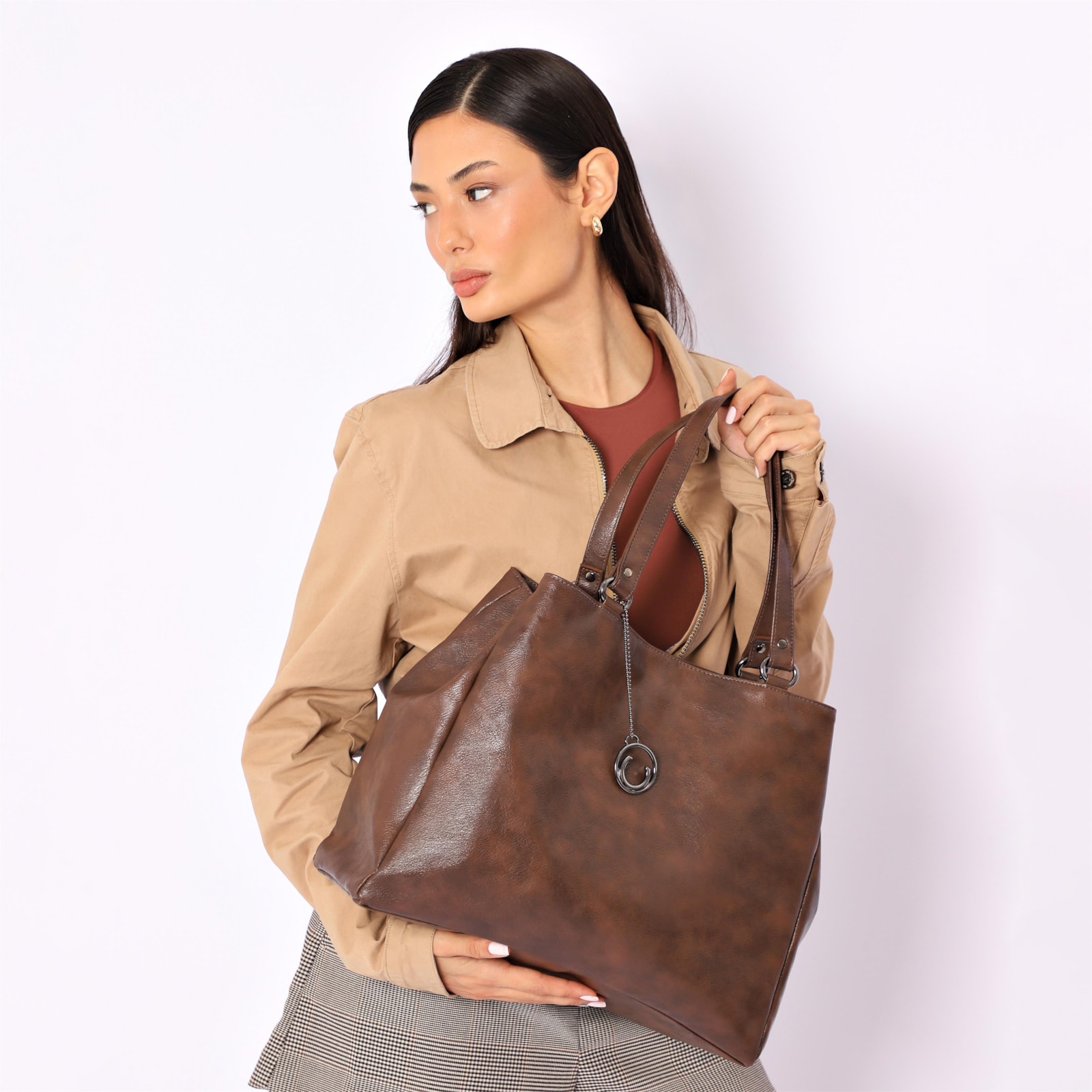 Bolsa Tote Alt Estonado Marrom