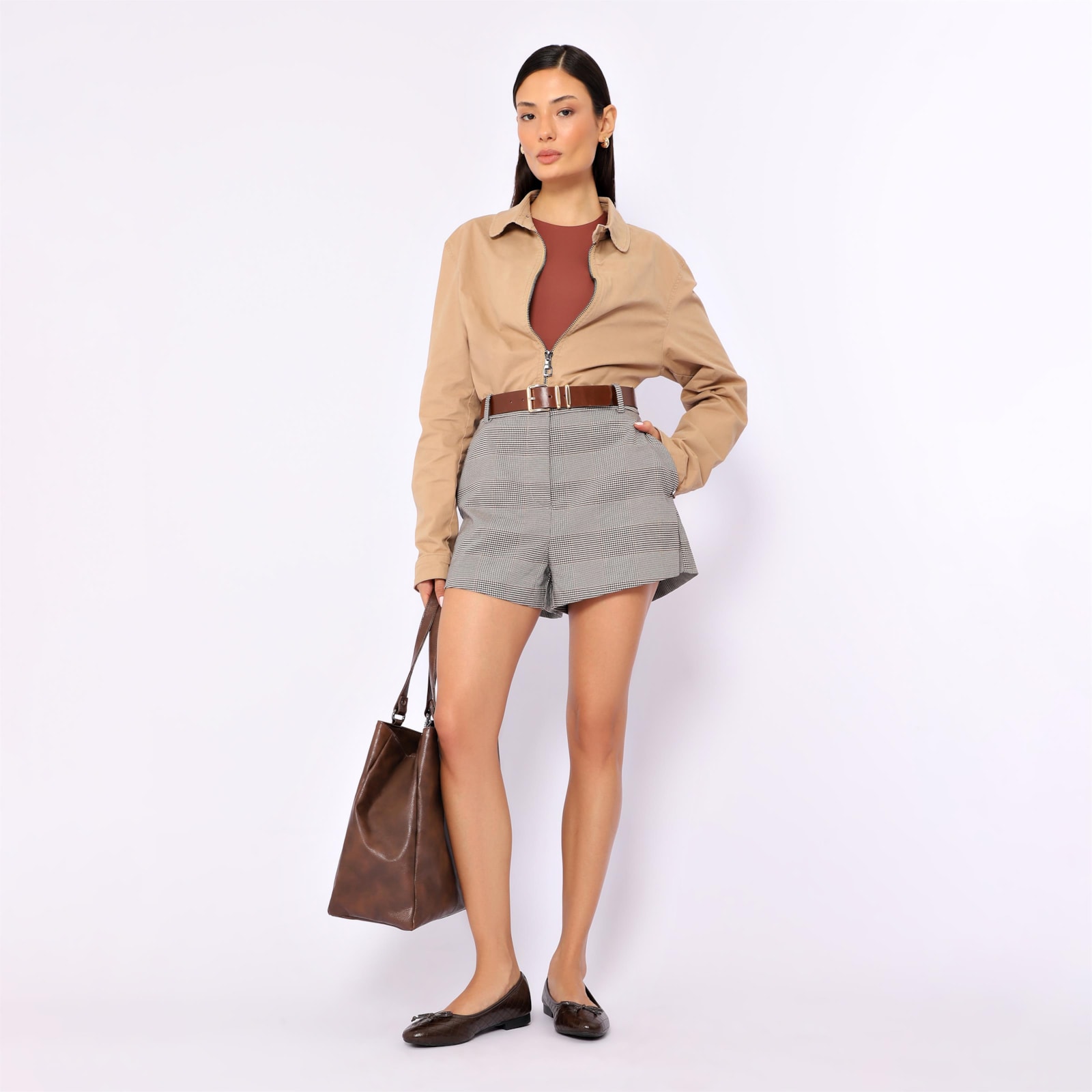 Bolsa Tote Alt Estonado Marrom
