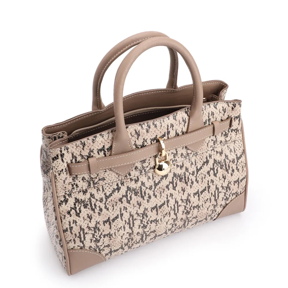 Bolsa Tote Alt Python Bege /Couro Bege - imagem 5
