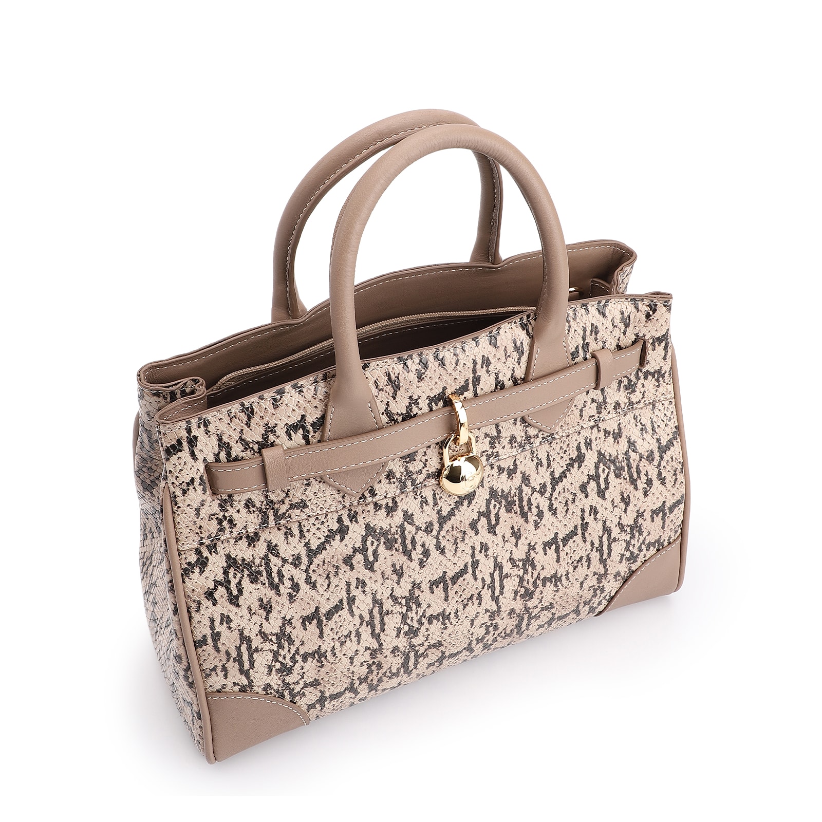 Bolsa Tote Alt Python Bege /Couro Bege