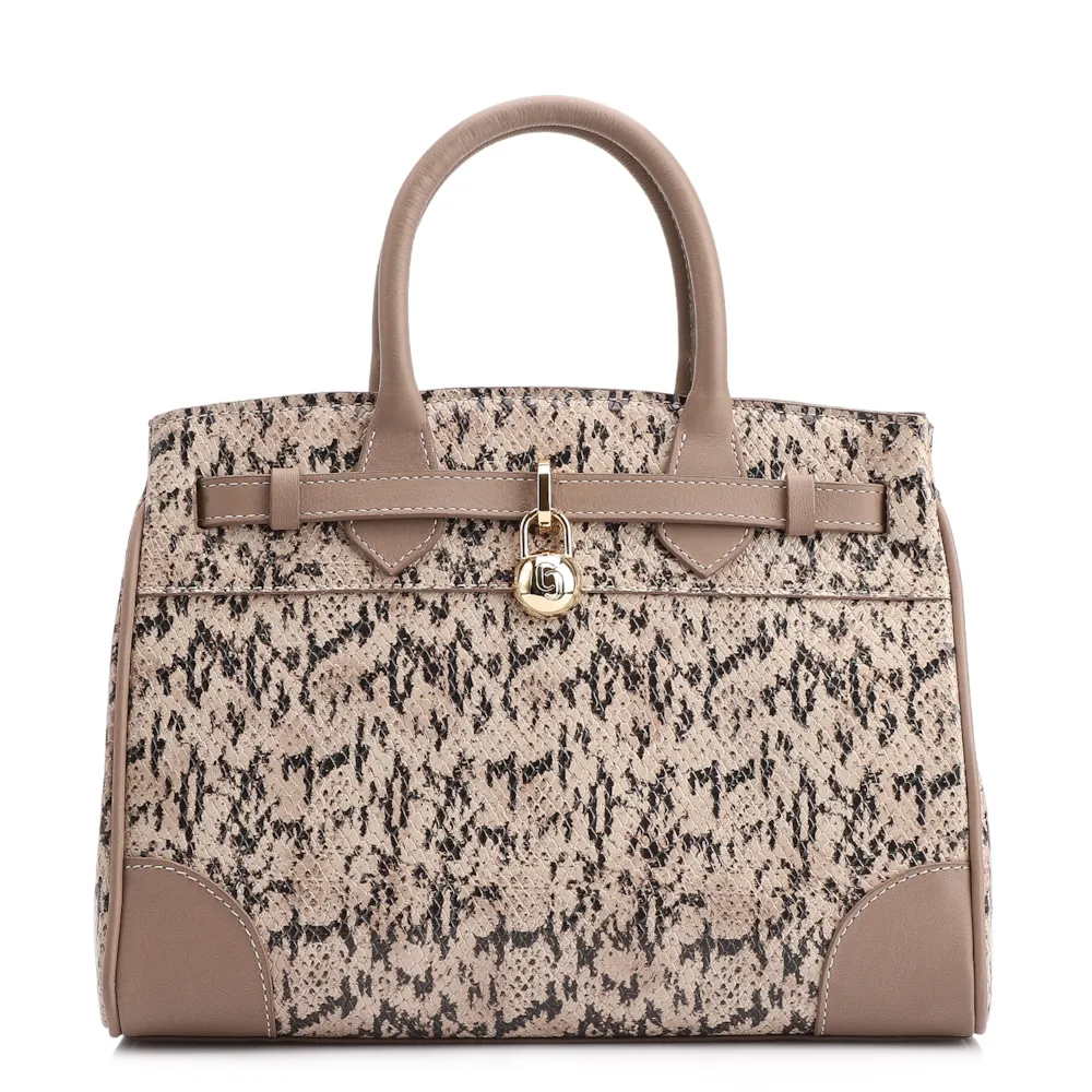 Bolsa Tote Alt Python Bege /Couro Bege