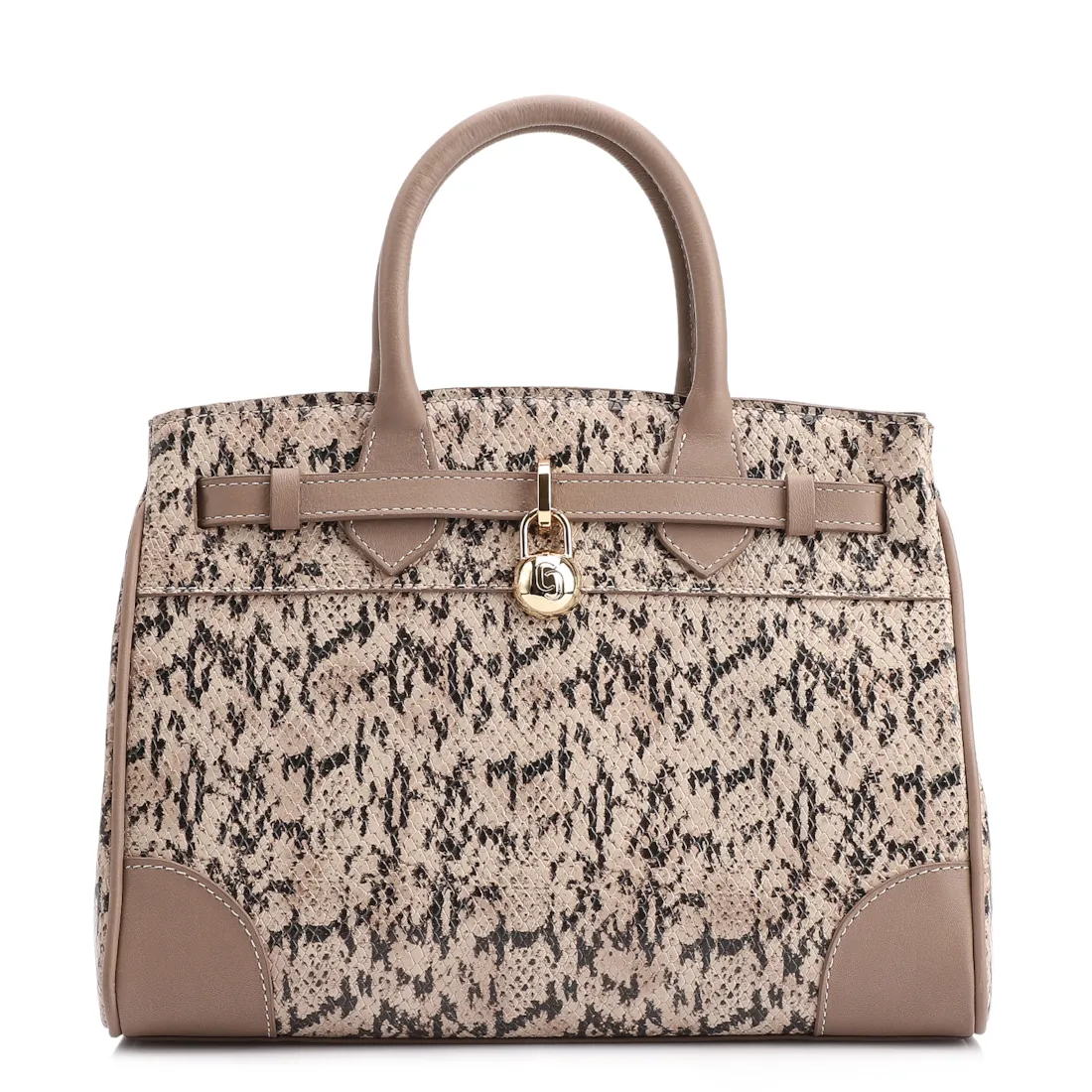 Bolsa Tote Alt Python Bege /Couro Bege