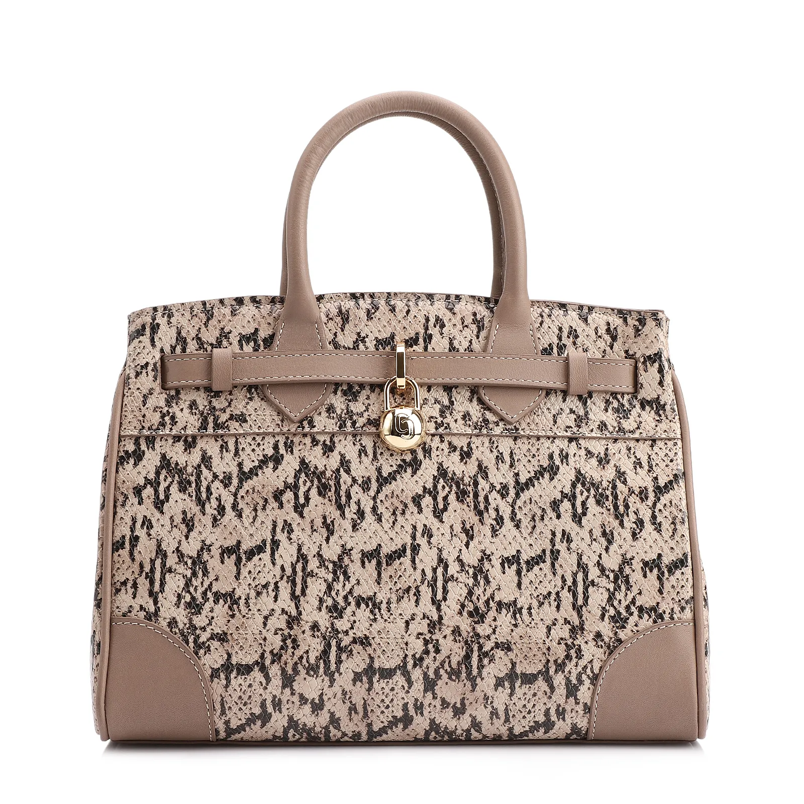Bolsa Tote Alt Python Bege /Couro Bege