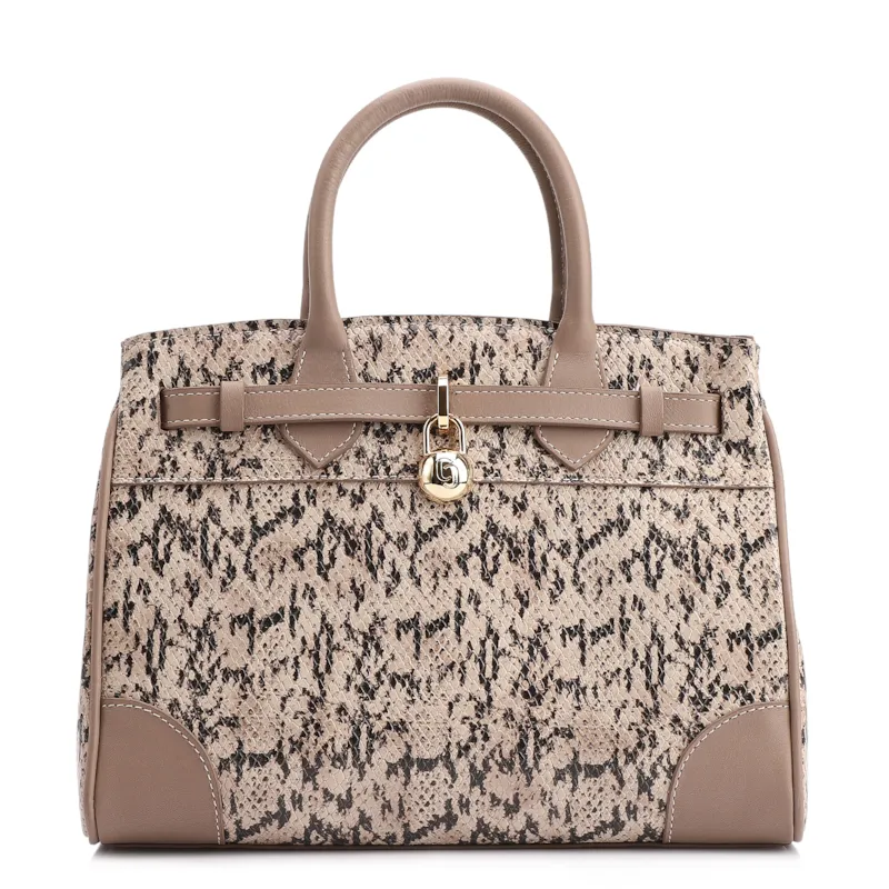 Bolsa Tote Alt Python Bege /Couro Bege