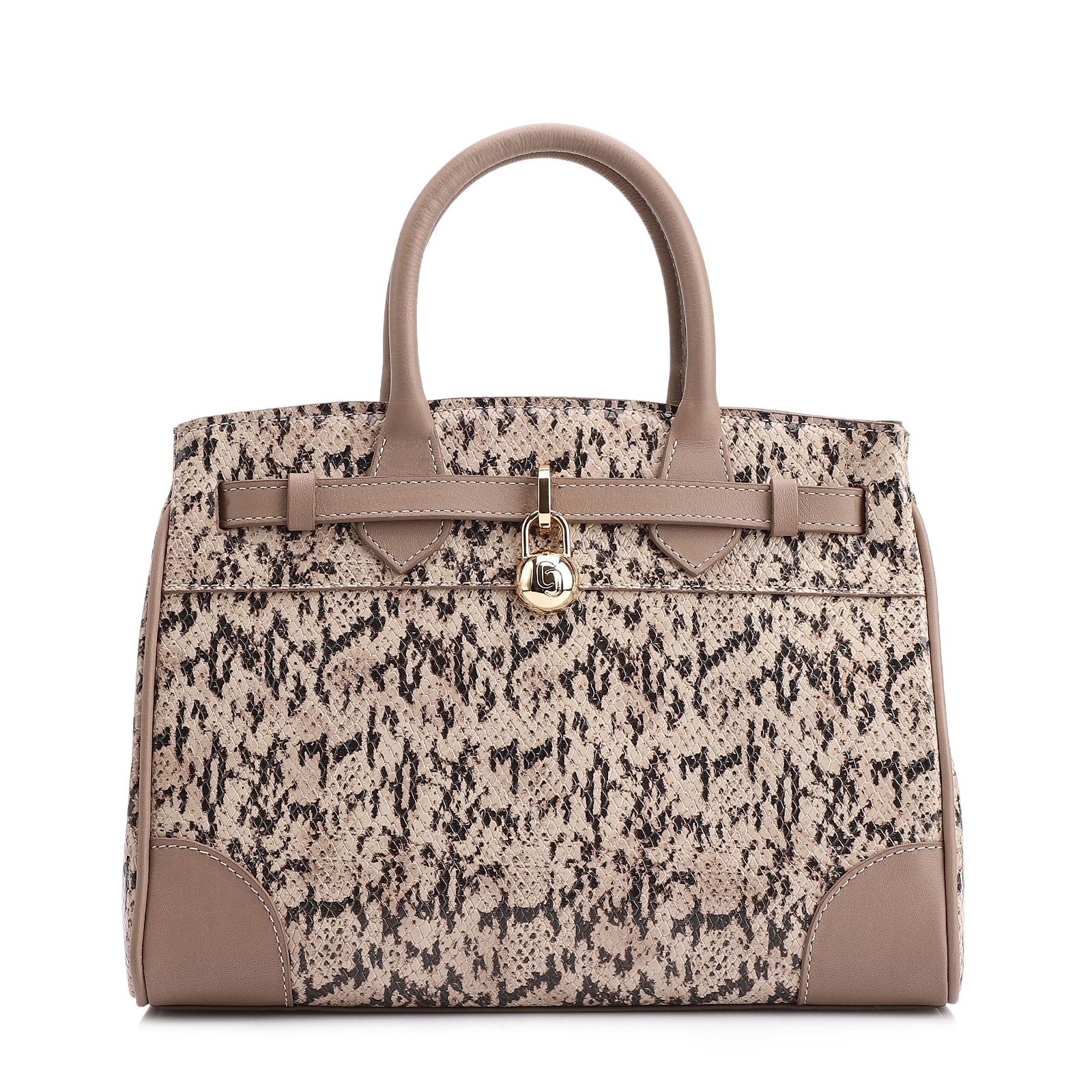Bolsa Tote Alt Python Bege /Couro Bege