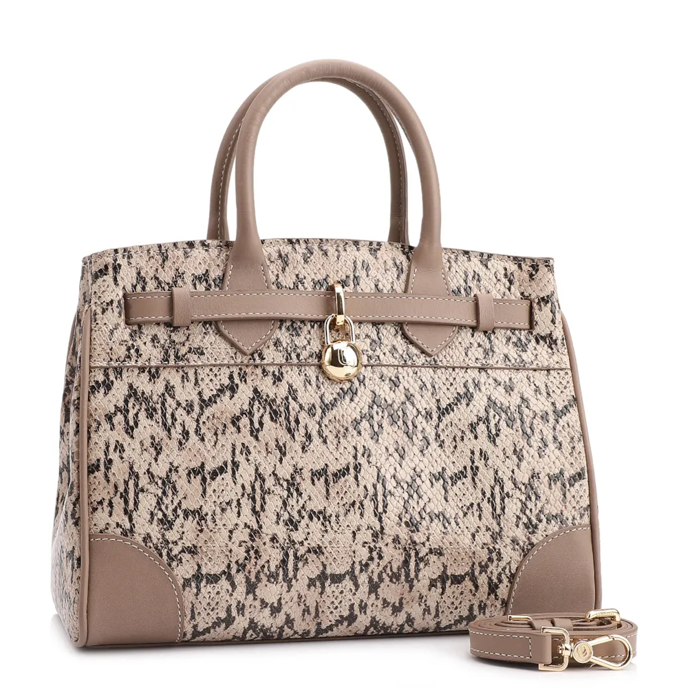 Bolsa Tote Alt Python Bege /Couro Bege - imagem 3