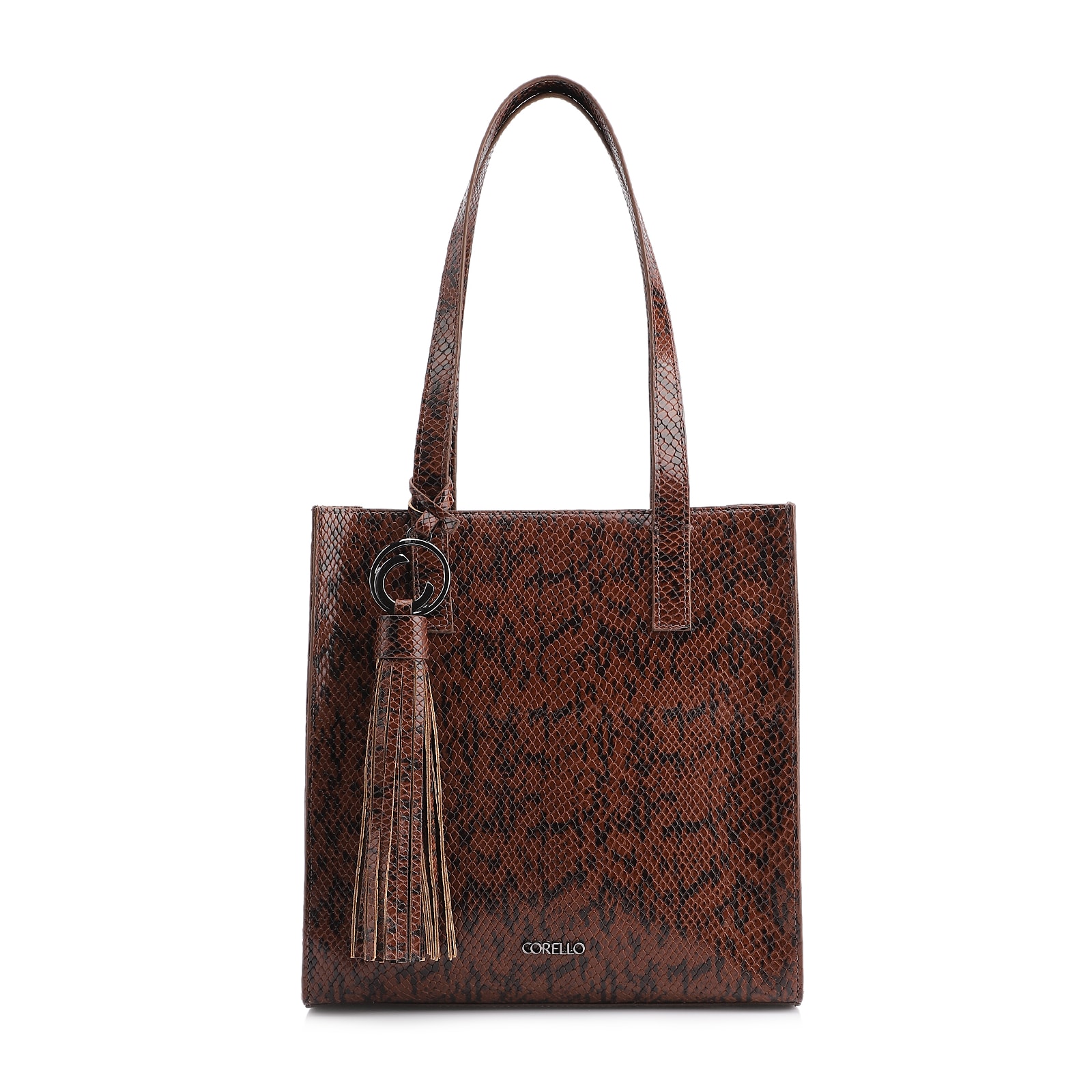 Bolsa Tote Alt Python Marrom