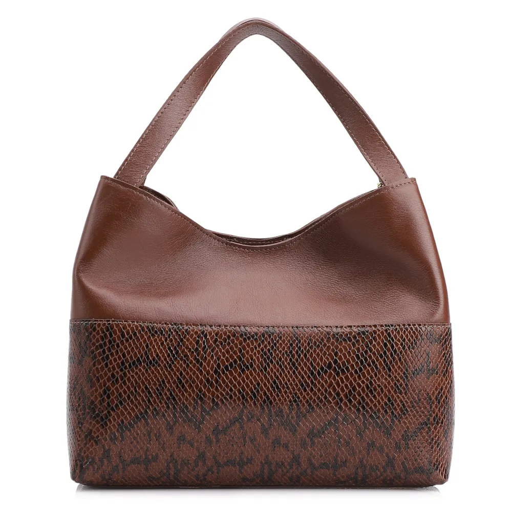 Bolsa Tote Alt Python Marrom /Couro Marrom - imagem 4