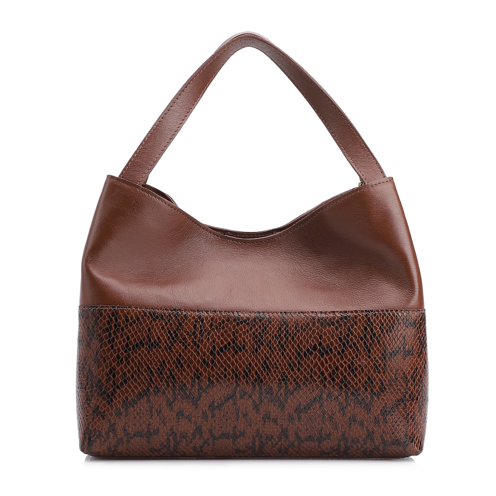 Bolsa Tote Alt Python Marrom /Couro Marrom