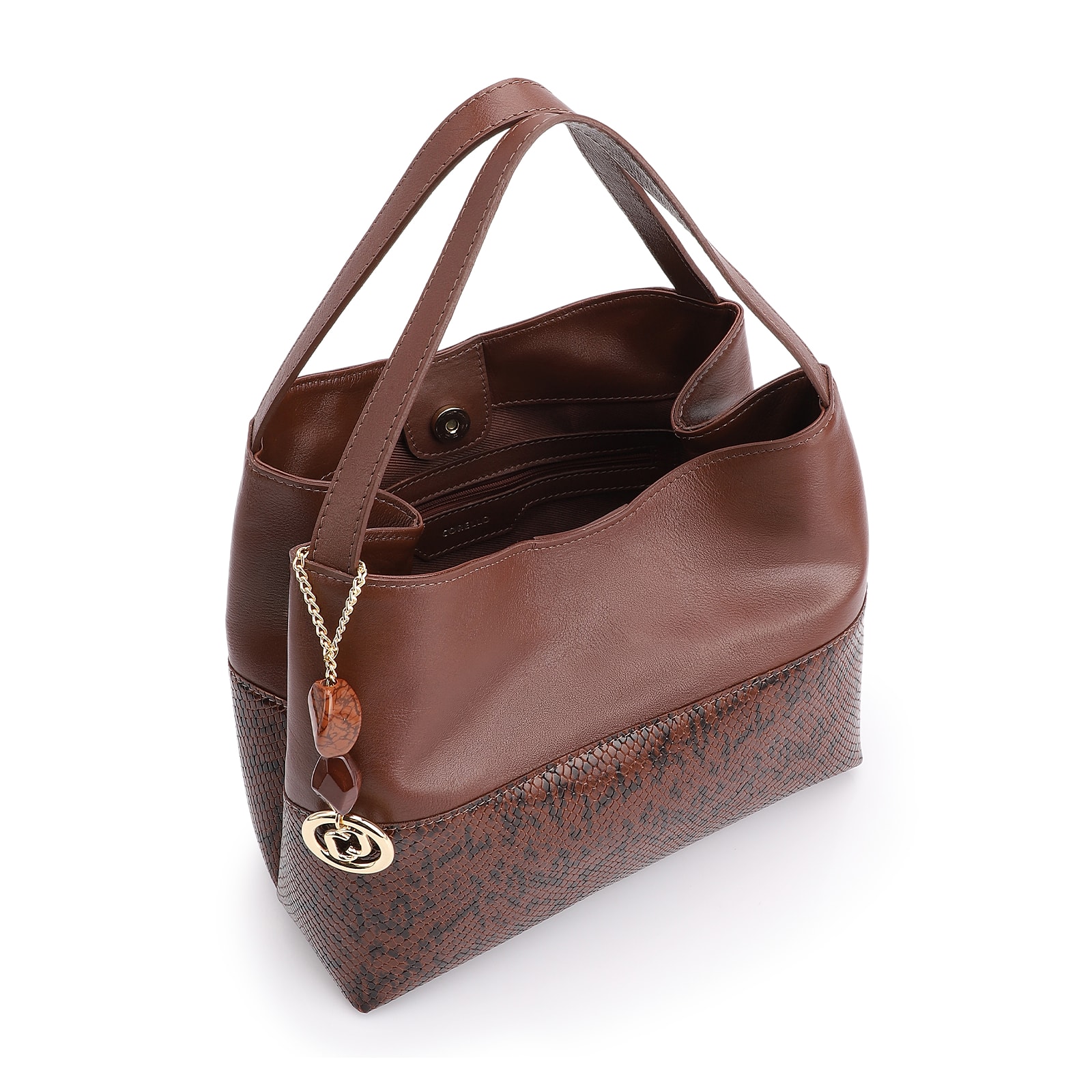 Bolsa Tote Alt Python Marrom /Couro Marrom