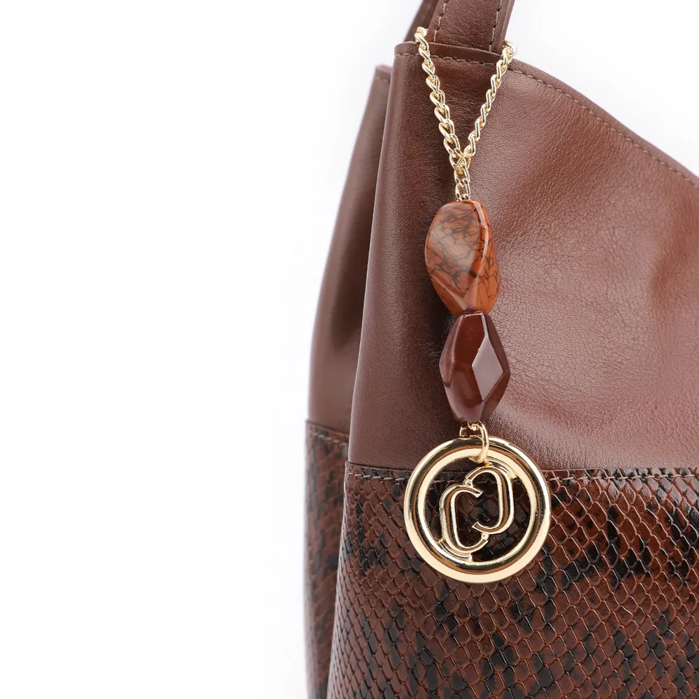 Bolsa Tote Alt Python Marrom /Couro Marrom - imagem 6