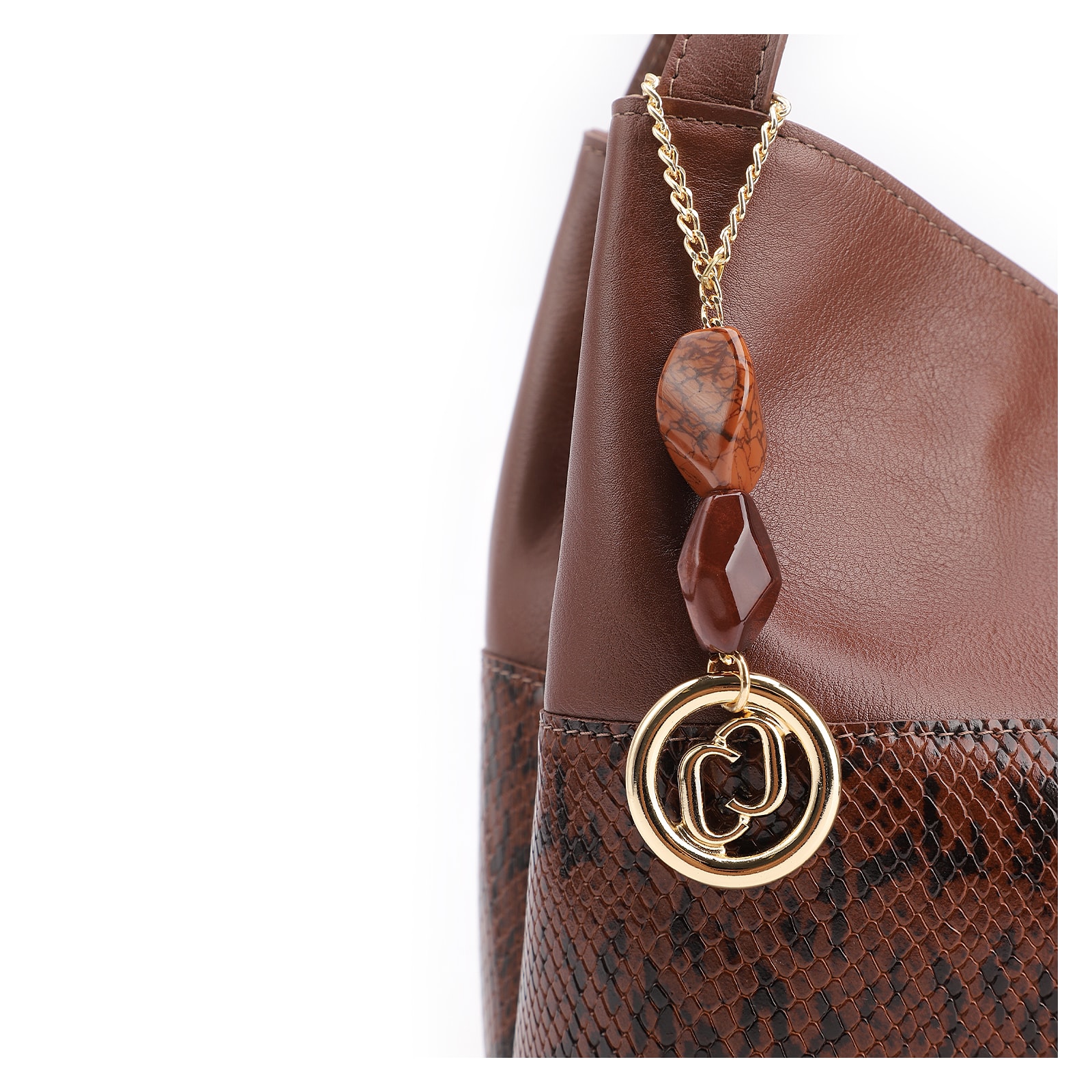 Bolsa Tote Alt Python Marrom /Couro Marrom