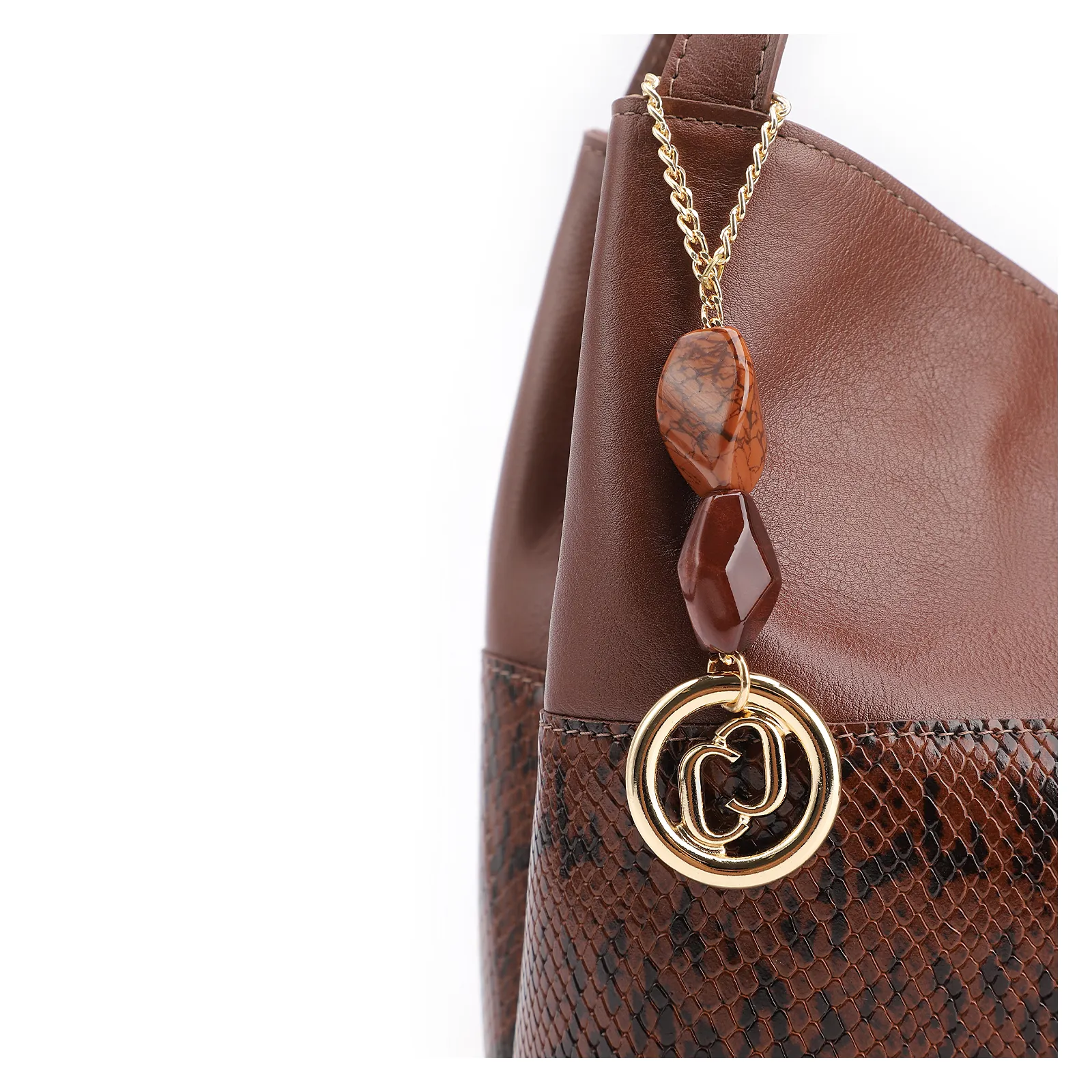 Bolsa Tote Alt Python Marrom /Couro Marrom