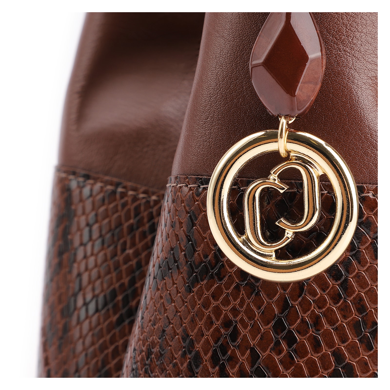 Bolsa Tote Alt Python Marrom /Couro Marrom