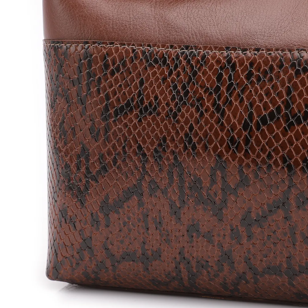 Bolsa Tote Alt Python Marrom /Couro Marrom - imagem 8