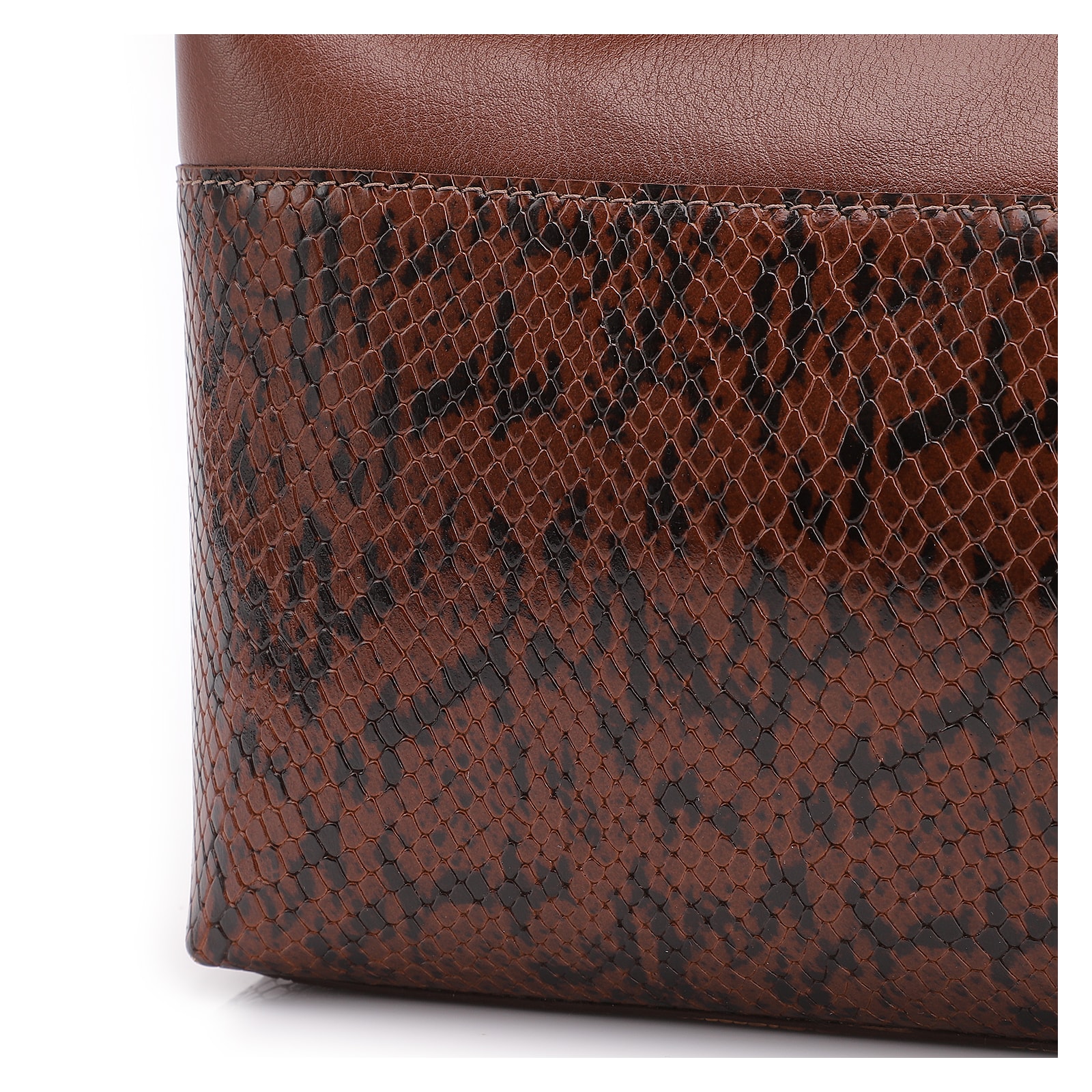 Bolsa Tote Alt Python Marrom /Couro Marrom