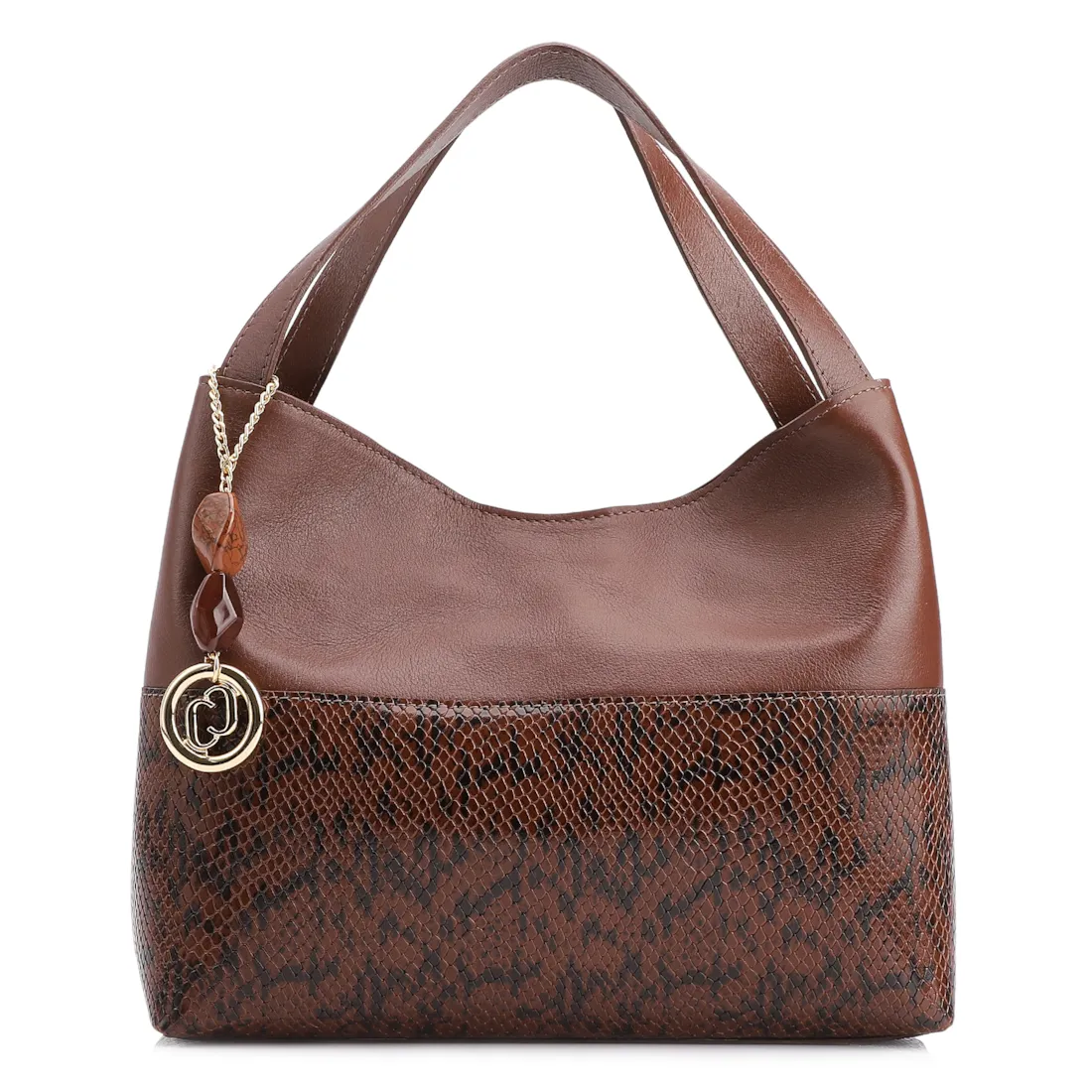 Bolsa Tote Alt Python Marrom /Couro Marrom