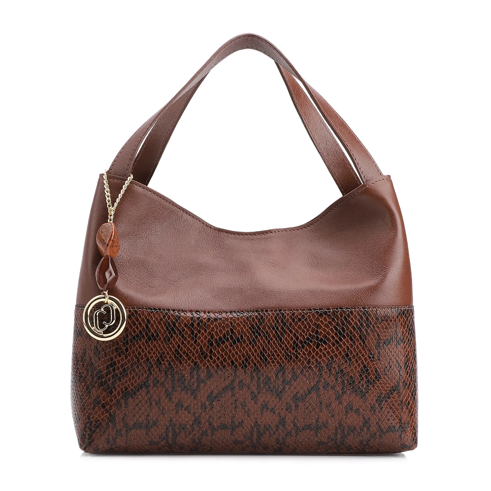 Bolsa Tote Alt Python Marrom /Couro Marrom