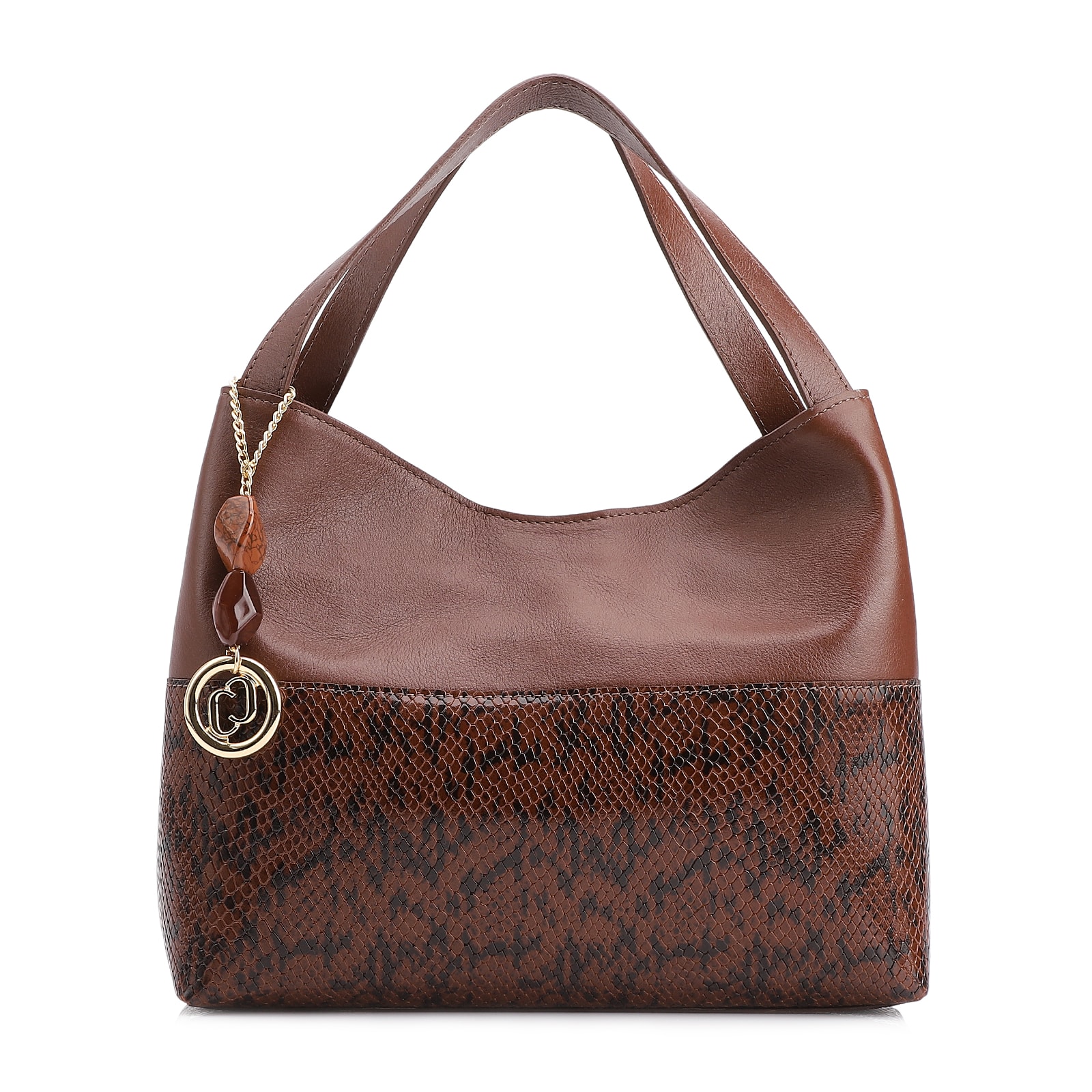 Bolsa Tote Alt Python Marrom /Couro Marrom