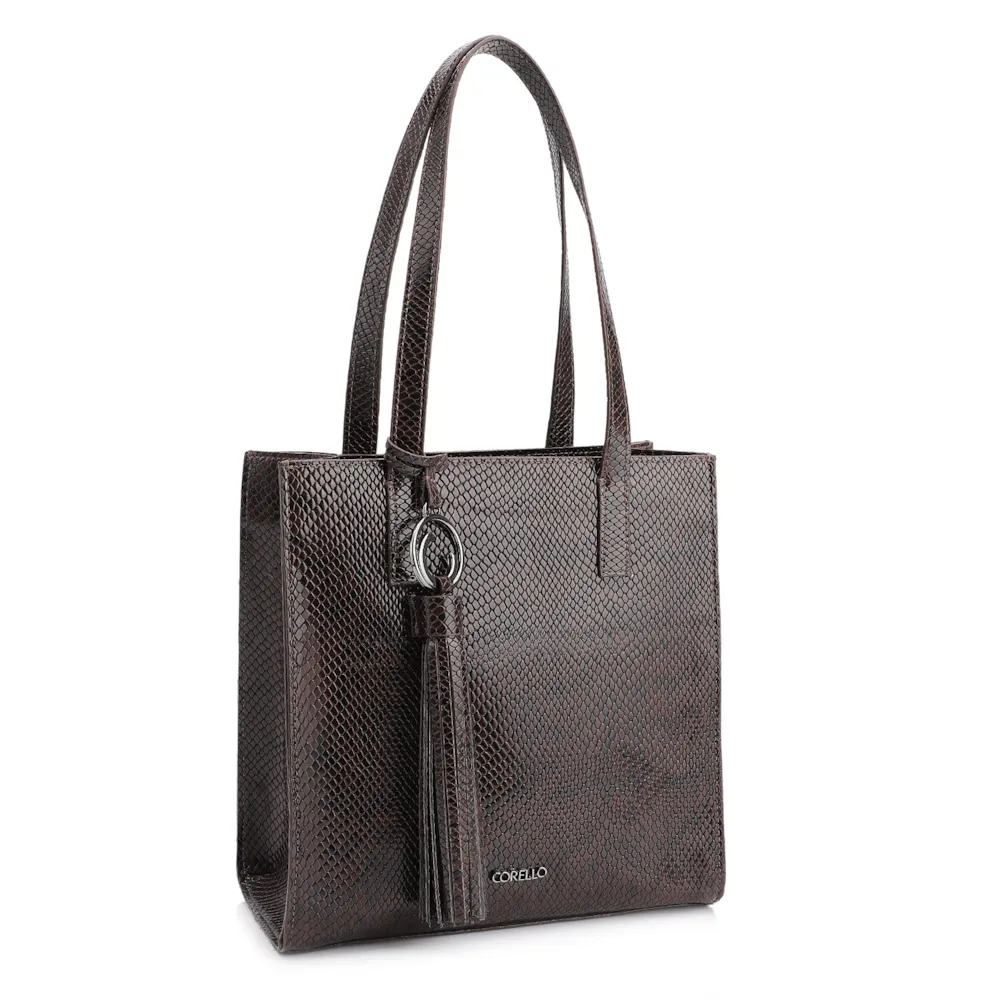 Bolsa Tote Alt Python Marrom Escuro - imagem 2