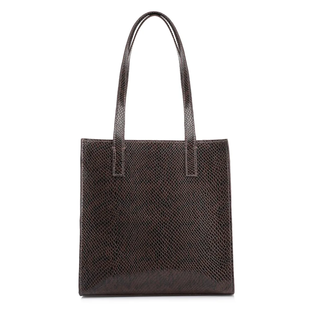Bolsa Tote Alt Python Marrom Escuro - imagem 3