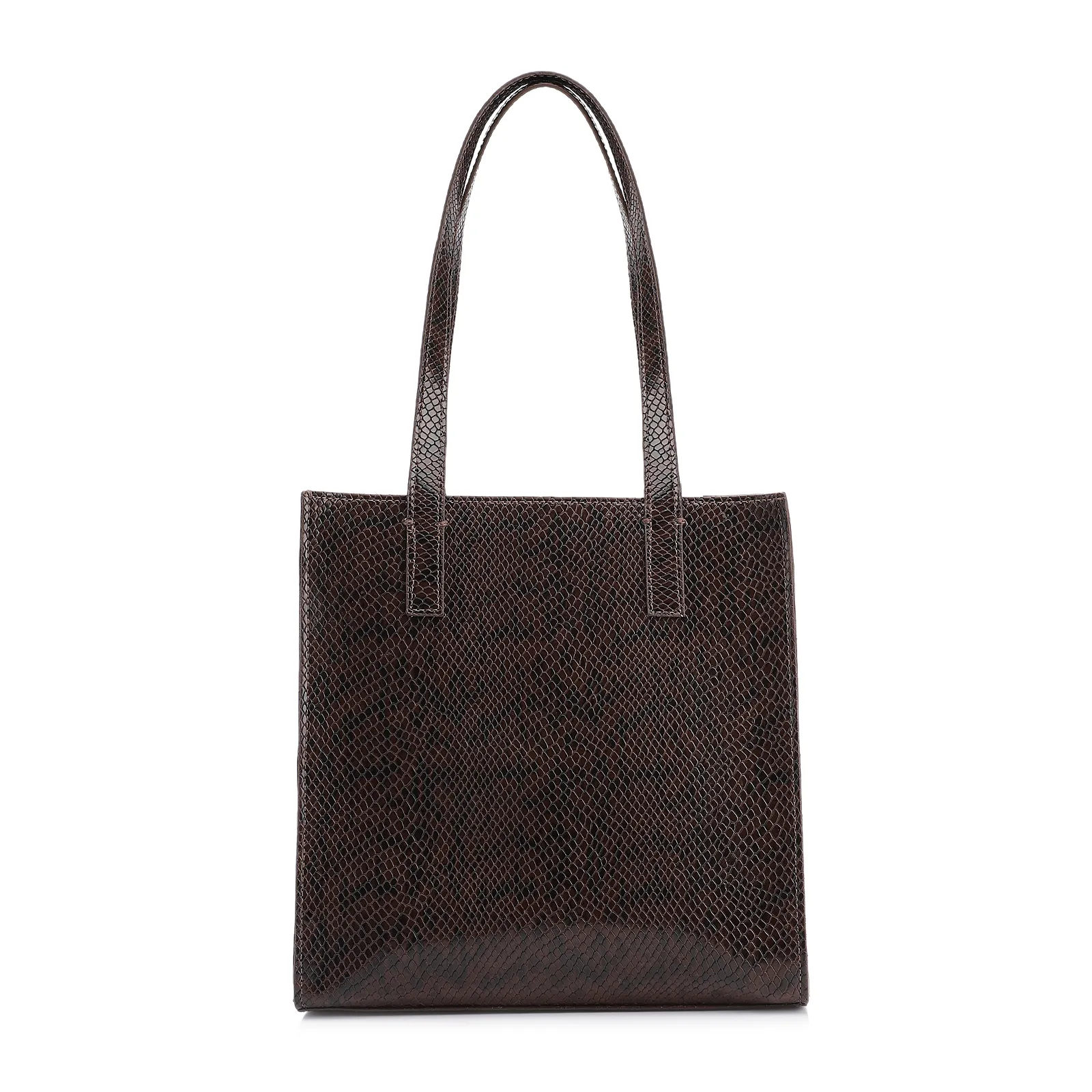 Bolsa Tote Alt Python Marrom Escuro