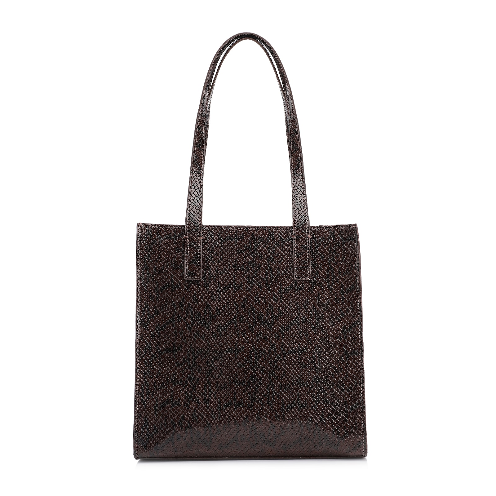 Bolsa Tote Alt Python Marrom Escuro
