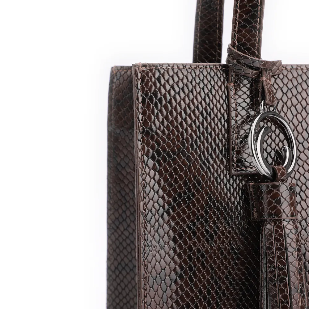 Bolsa Tote Alt Python Marrom Escuro - imagem 7