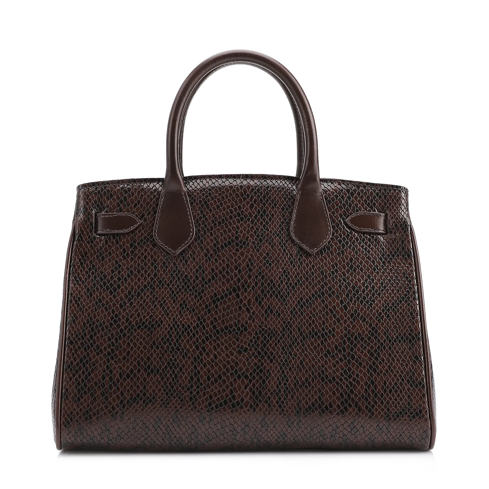 Bolsa Tote Alt Python Marrom Escuro/Couro Marrom Escuro